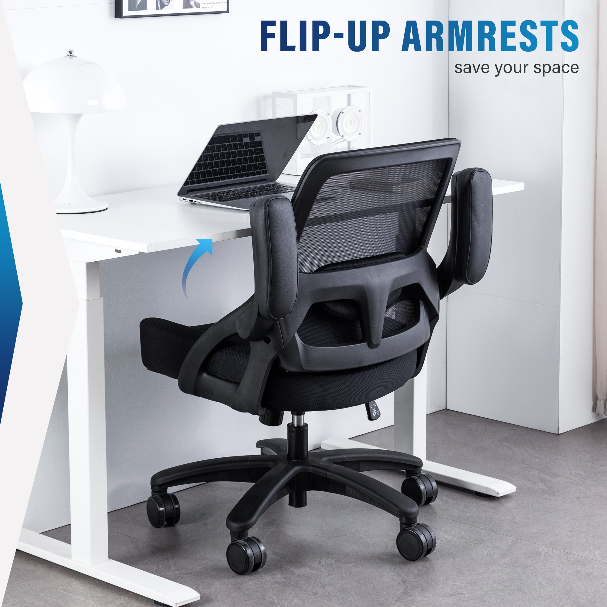 Big And Tall Office Chair 400lbs With Flip-up Arms, Mesh Ergonomic Heavy Duty Computer Chair Desk Chair Wide Seat, Executive Swivel Task Rolling Chairs For Heavy People_maomaolike.com